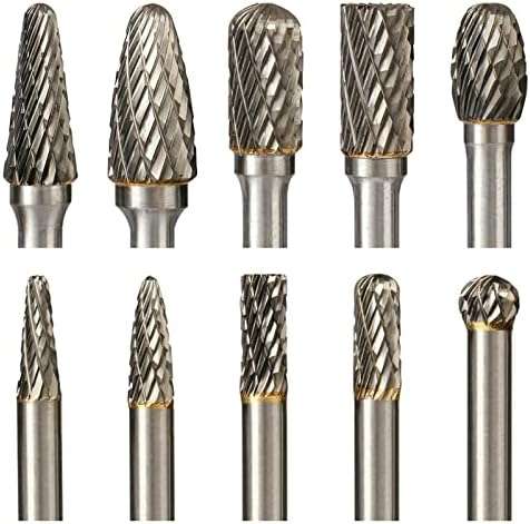 10 PC Double Cut Wood Carving Accessories Cutting Burrs