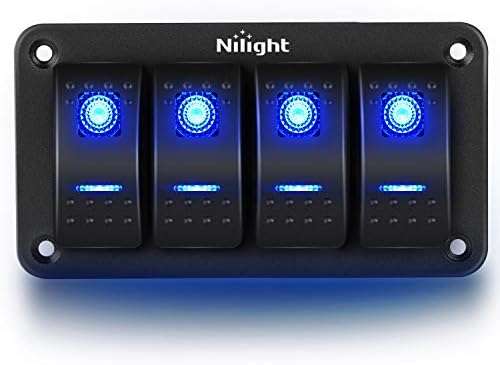 Nilight - 90109D 4 Gang Aluminum Rocker Switch Panel