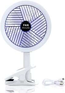 Simple Deluxe Clip on Fan with LED Lamp, Rechargeable Desk Fan
